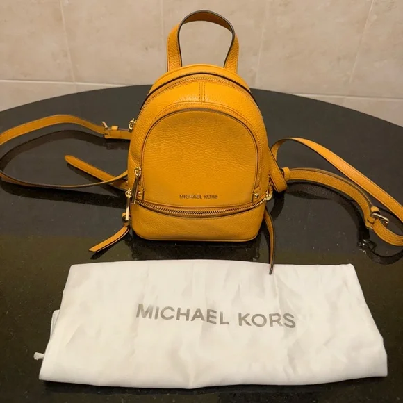MICHAEL KORS RHEA MINI Yellow Leather Backpack Michael Kors Yellow Leather Rhea Zip Backpack Michael Kors  main image 2